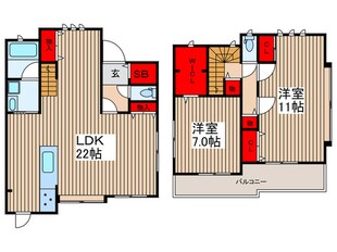 新倉１丁目３４番地貸家の物件間取画像